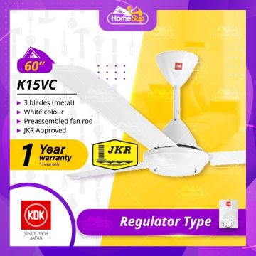 KDK Ceiling Fan K15VC with JKR approval 3 Blades Regulator Type (60″) - White